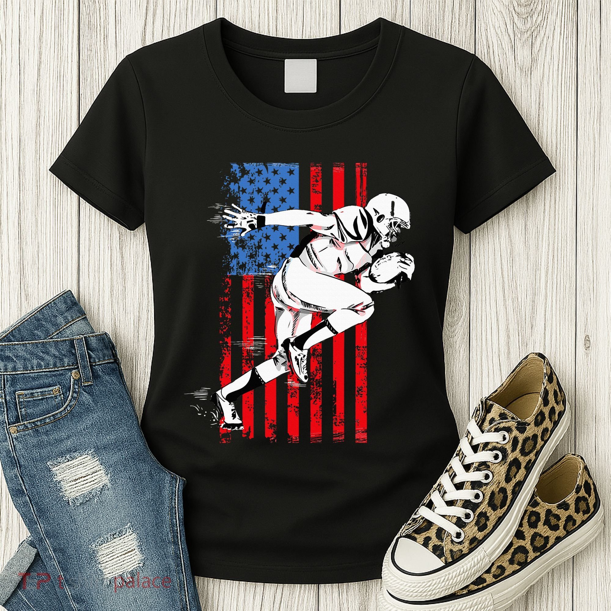 Us Flag American Football Player Women's T-Shirt