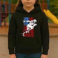 Us Flag American Football Player Kids Hoodie thumb 3