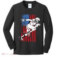 Us Flag American Football Player Kids Long Sleeve Shirt thumb 0