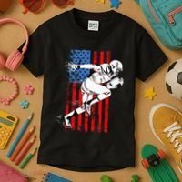 Us Flag American Football Player Kids T-Shirt thumb 3