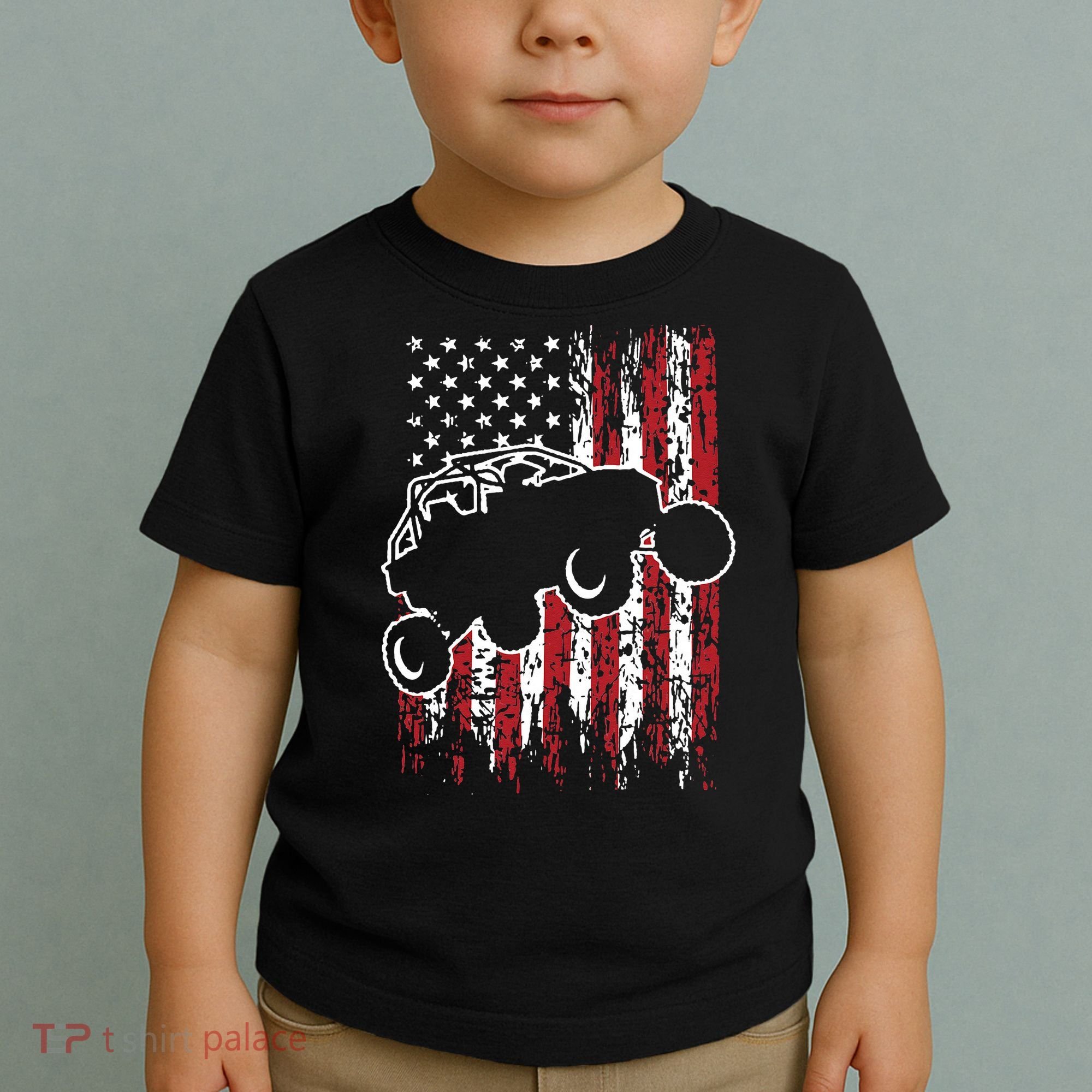 US Flag ATV Side By Side Rider UTV July 4th Offroad Riding Toddler T-Shirt