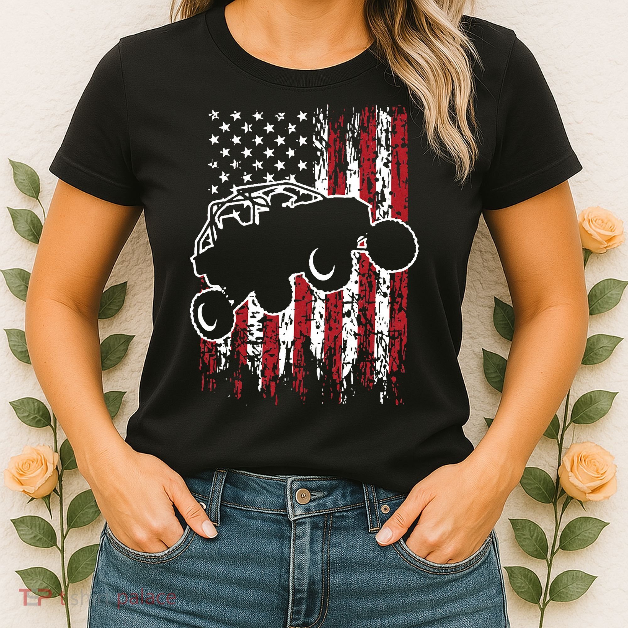 US Flag ATV Side By Side Rider UTV July 4th Offroad Riding Women's T-Shirt