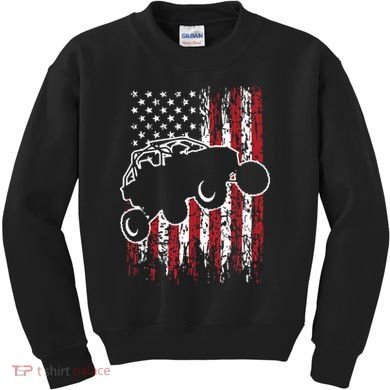 US Flag ATV Side By Side Rider UTV July 4th Offroad Riding Kids Sweatshirt
