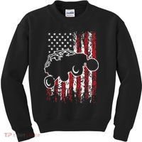 US Flag ATV Side By Side Rider UTV July 4th Offroad Riding Kids Sweatshirt thumb 0