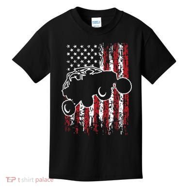US Flag ATV Side By Side Rider UTV July 4th Offroad Riding Kids T-Shirt