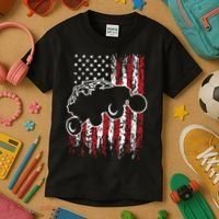 US Flag ATV Side By Side Rider UTV July 4th Offroad Riding Kids T-Shirt thumb 3