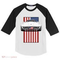 Usa Flag And Muscle Car American Kids Colorblock Raglan Jersey thumb 0
