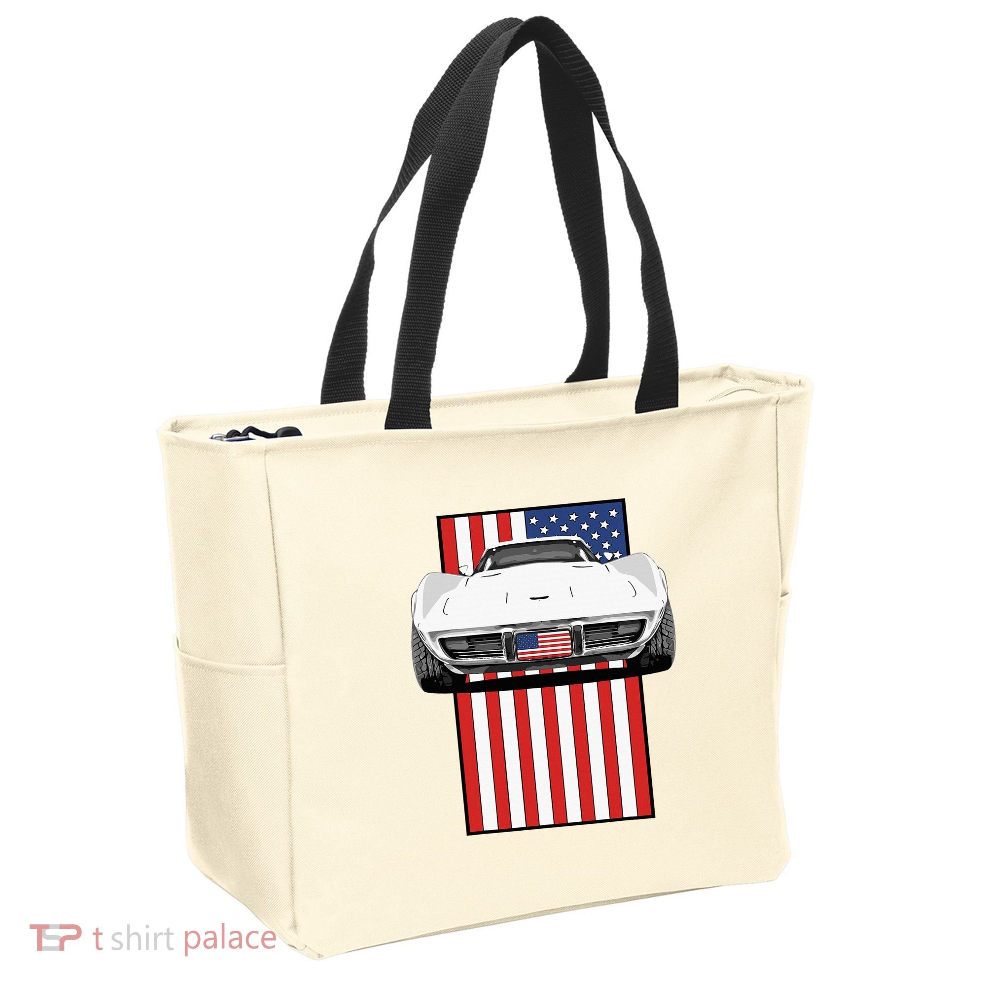 Usa Flag And Muscle Car American Tote Bag