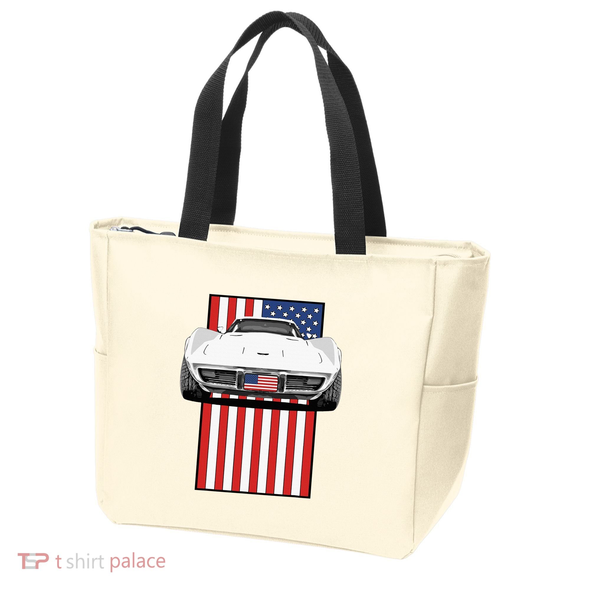 Usa Flag And Muscle Car American Tote Bag