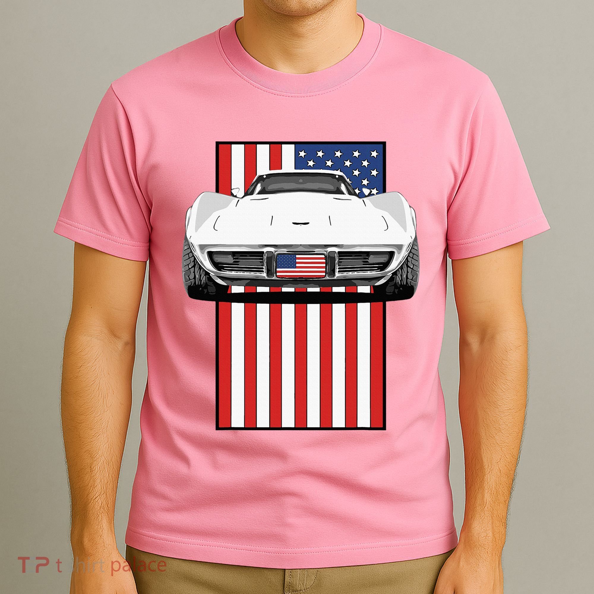 Usa Flag And Muscle Car American T-Shirt
