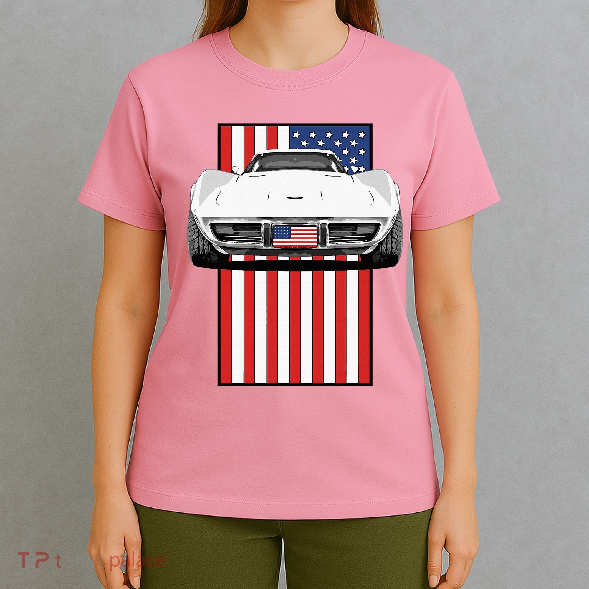 Usa Flag And Muscle Car American T-Shirt