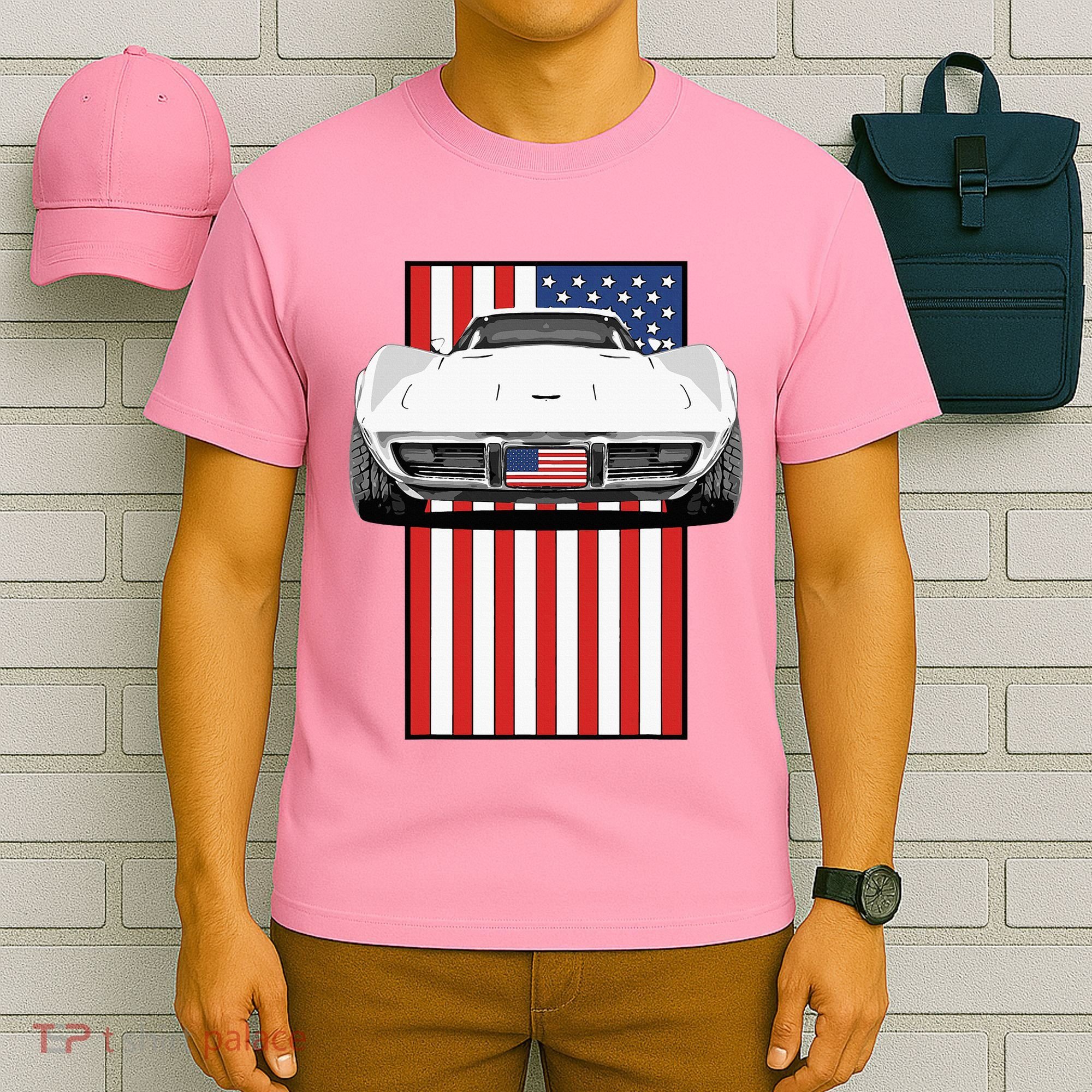 Usa Flag And Muscle Car American T-Shirt
