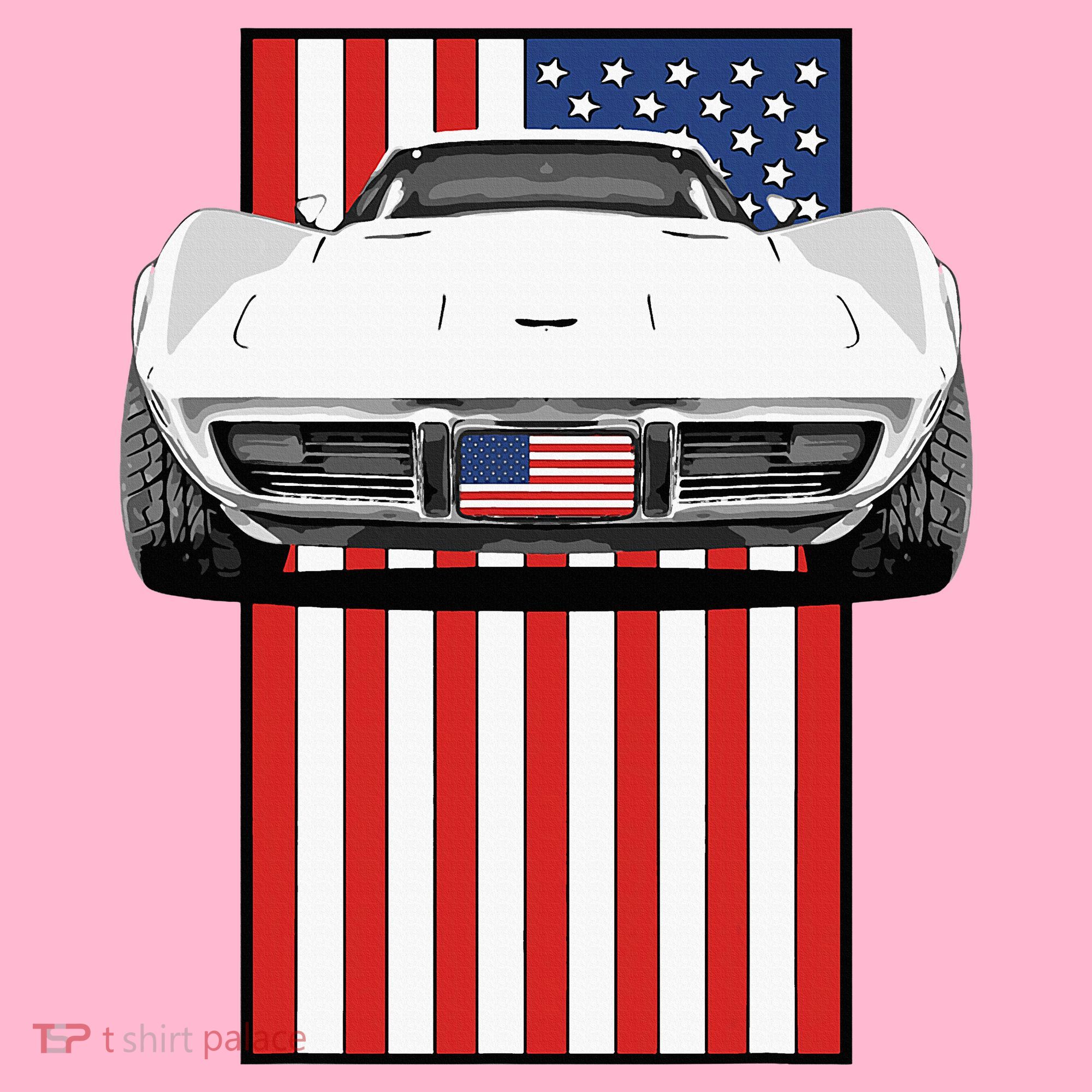 Usa Flag And Muscle Car American T-Shirt