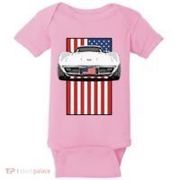 Usa Flag And Muscle Car American Baby Bodysuit thumb 0