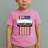 Usa Flag And Muscle Car American Toddler T-Shirt thumb 2