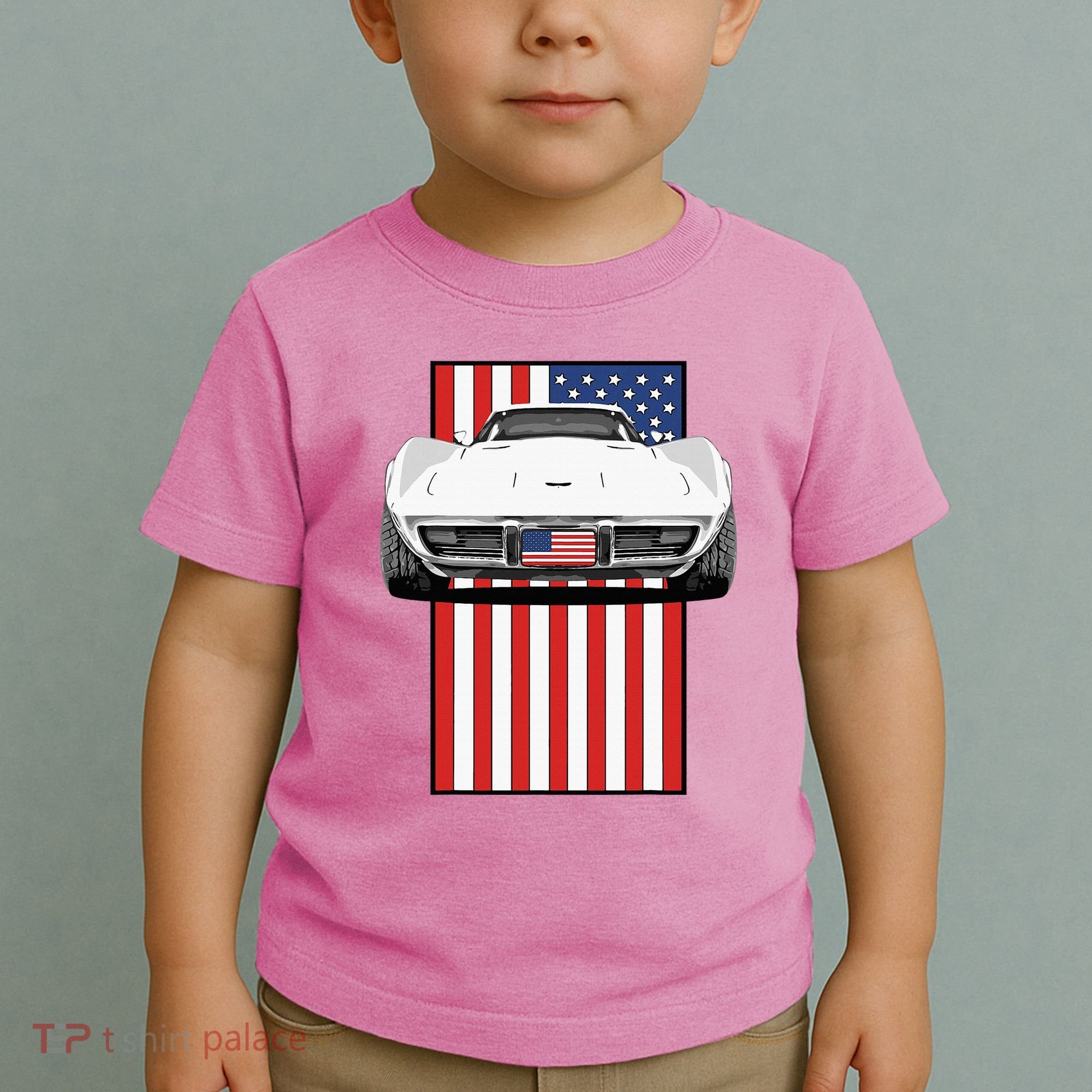 Usa Flag And Muscle Car American Toddler T-Shirt