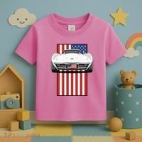 Usa Flag And Muscle Car American Toddler T-Shirt thumb 3