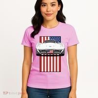 Usa Flag And Muscle Car American Women's T-Shirt thumb 4