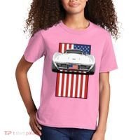 Usa Flag And Muscle Car American Kids T-Shirt thumb 2