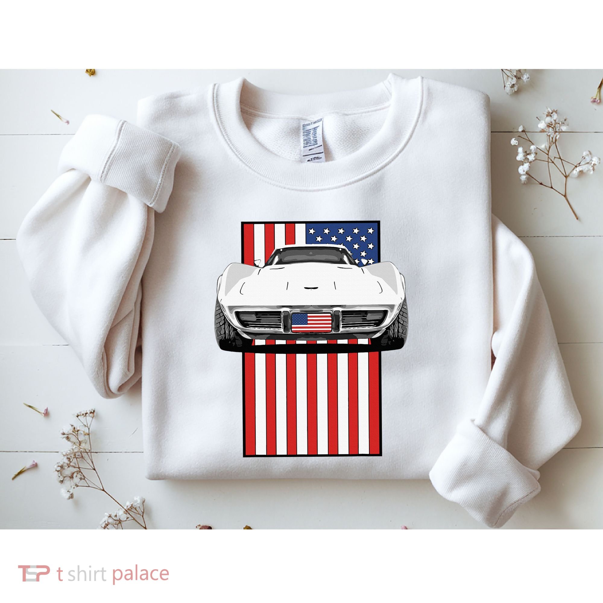 Usa Flag And Muscle Car American Sweatshirt