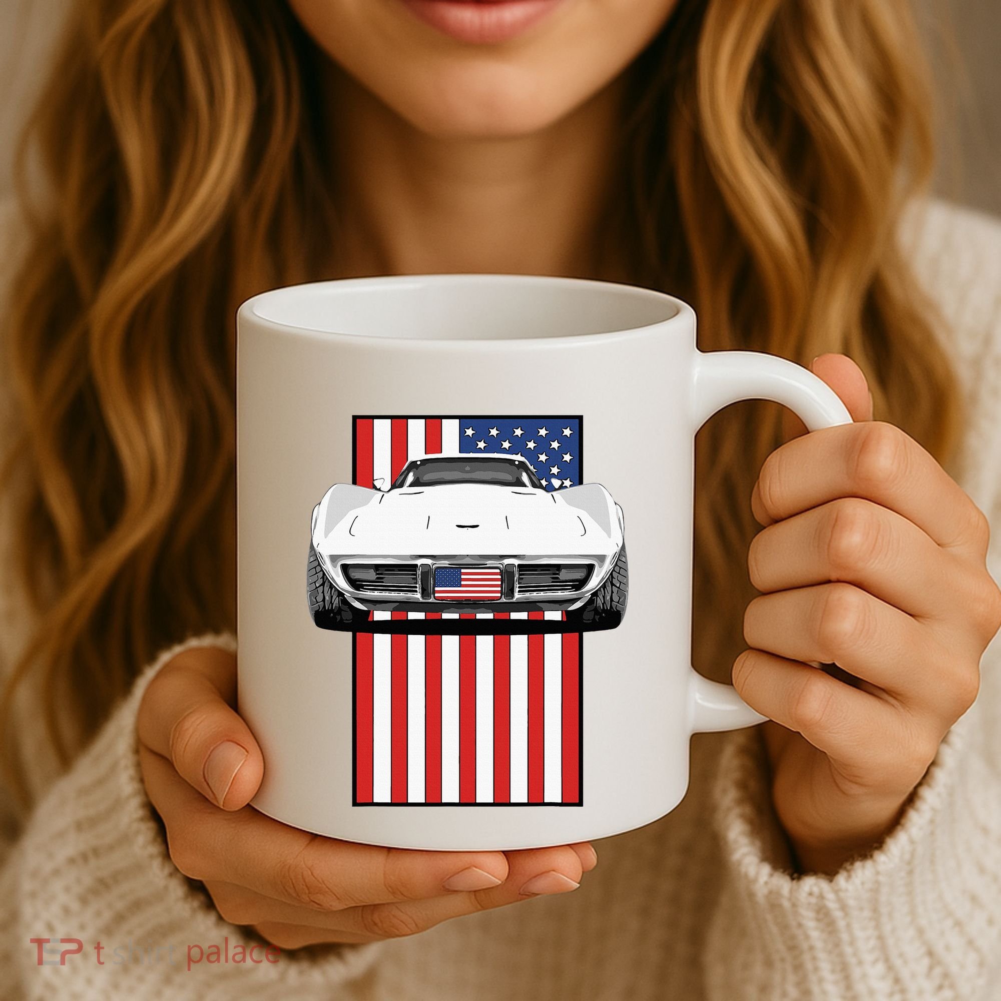 Usa Flag And Muscle Car American Coffee Mug