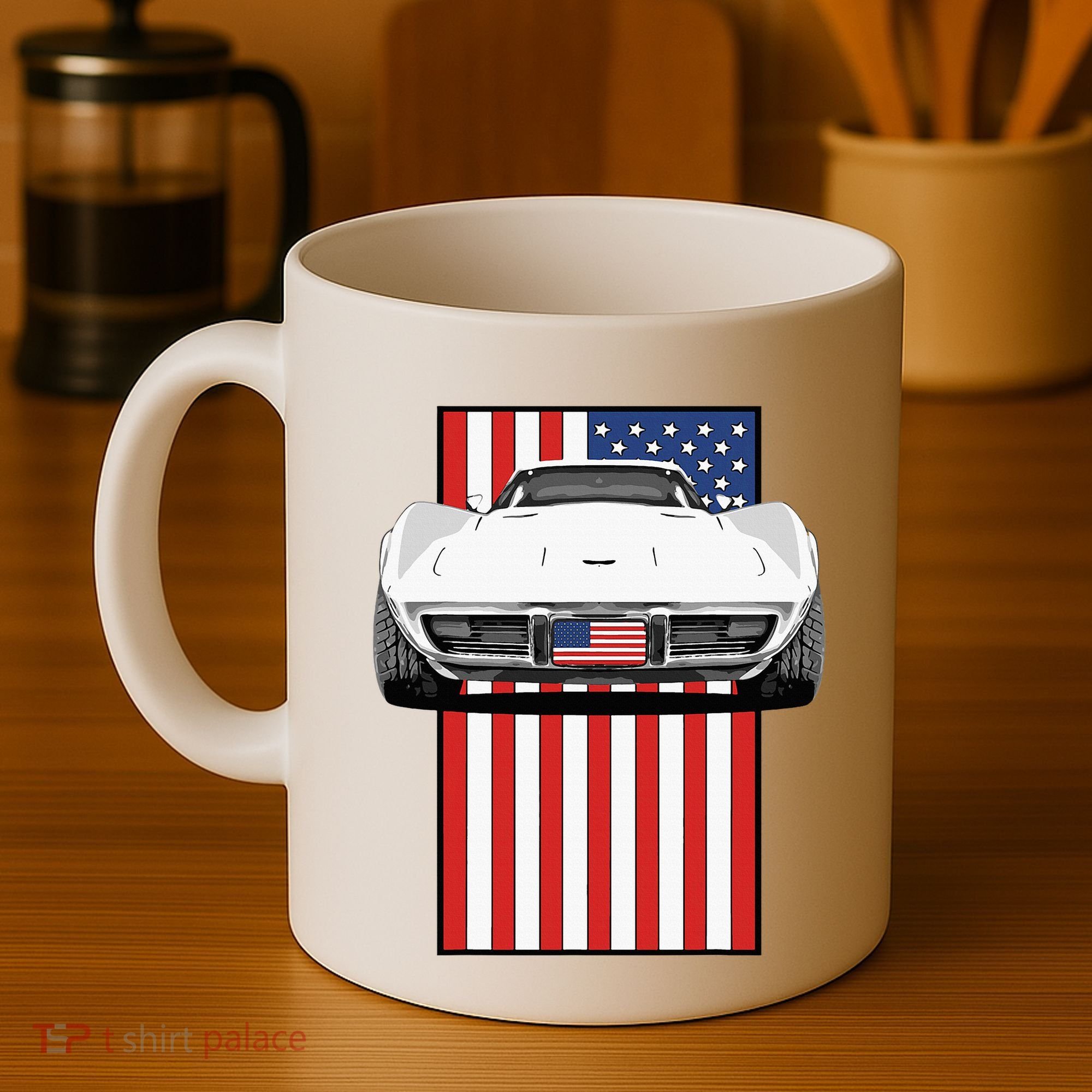 Usa Flag And Muscle Car American Coffee Mug