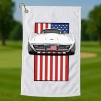 Usa Flag And Muscle Car American Golf Towel thumb 1