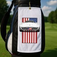 Usa Flag And Muscle Car American Golf Towel thumb 2