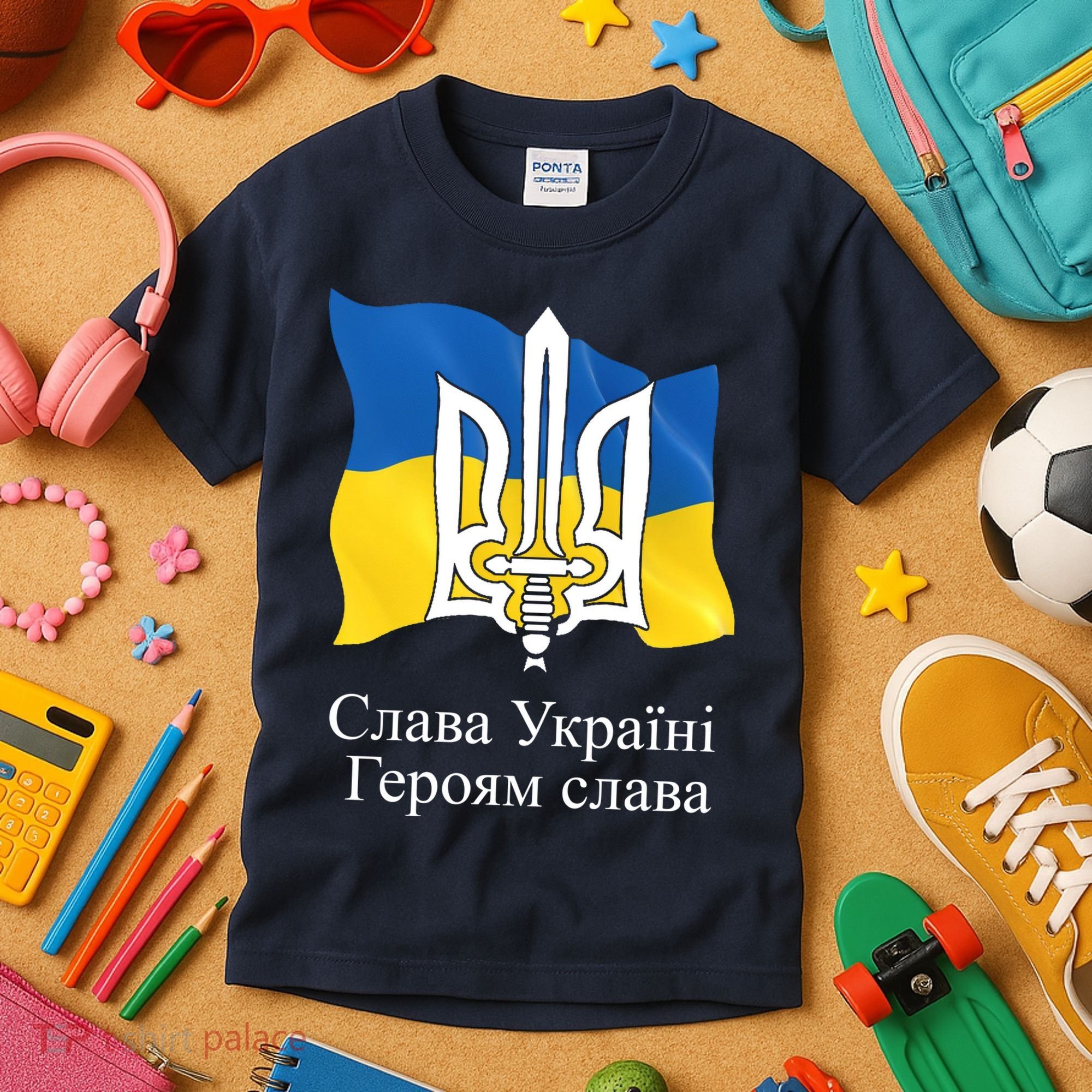 Ukraine Flag And Trident Ukrainian Kids T-Shirt