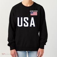Usa Flag Alpine Skiing Pocket Nordic Ski Jersey Women's Sweatshirt thumb 0