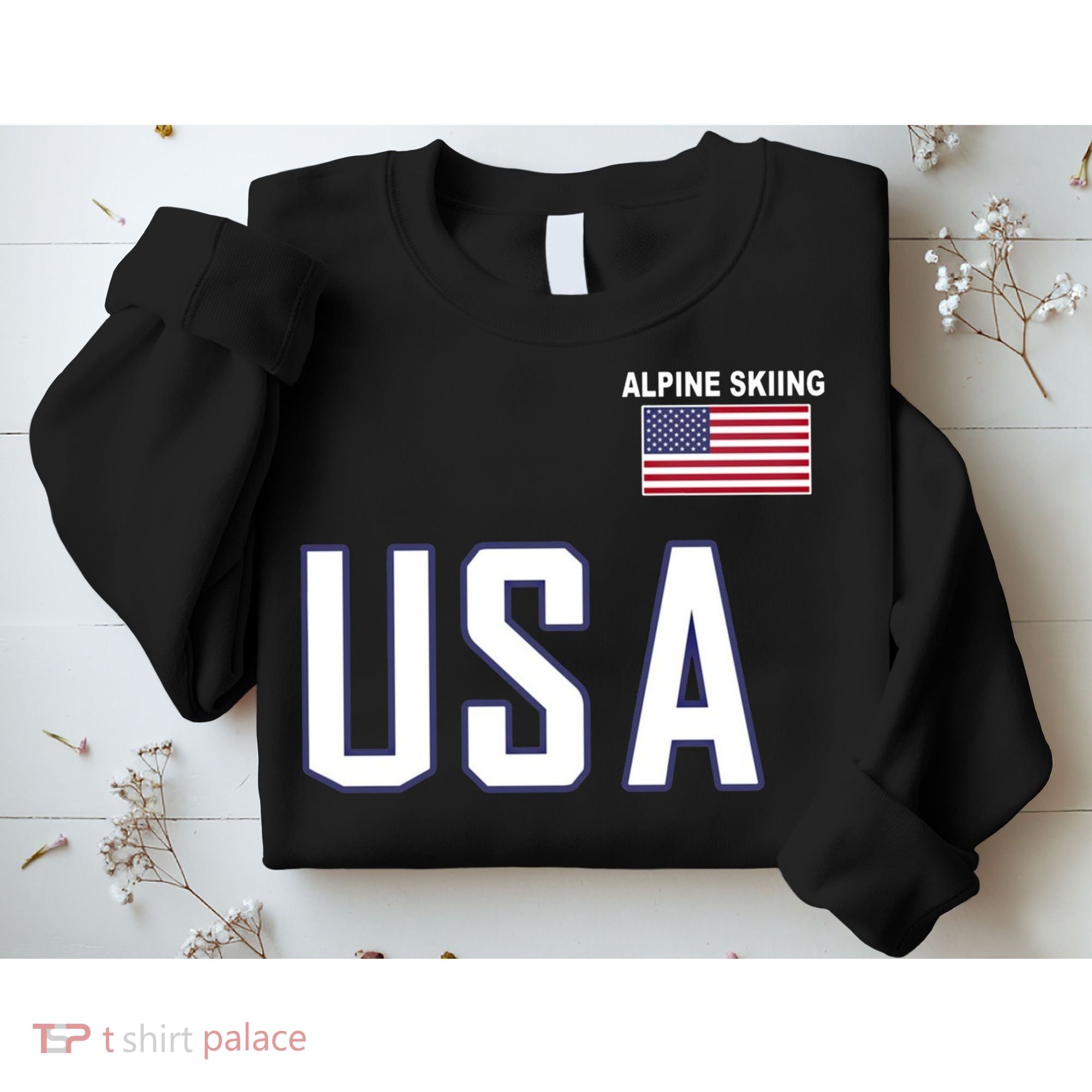 Usa Flag Alpine Skiing Pocket Nordic Ski Jersey Sweatshirt