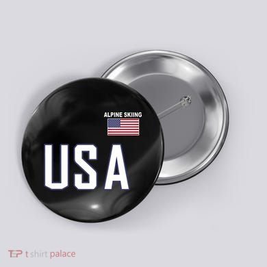 Usa Flag Alpine Skiing Pocket Nordic Ski Jersey Button