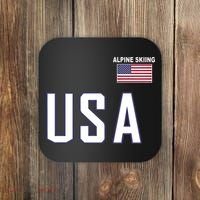 Usa Flag Alpine Skiing Pocket Nordic Ski Jersey Coaster thumb 0