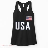 Usa Flag Alpine Skiing Pocket Nordic Ski Jersey Women's Tank Top thumb 0