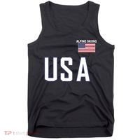 Usa Flag Alpine Skiing Pocket Nordic Ski Jersey Tank Top thumb 0