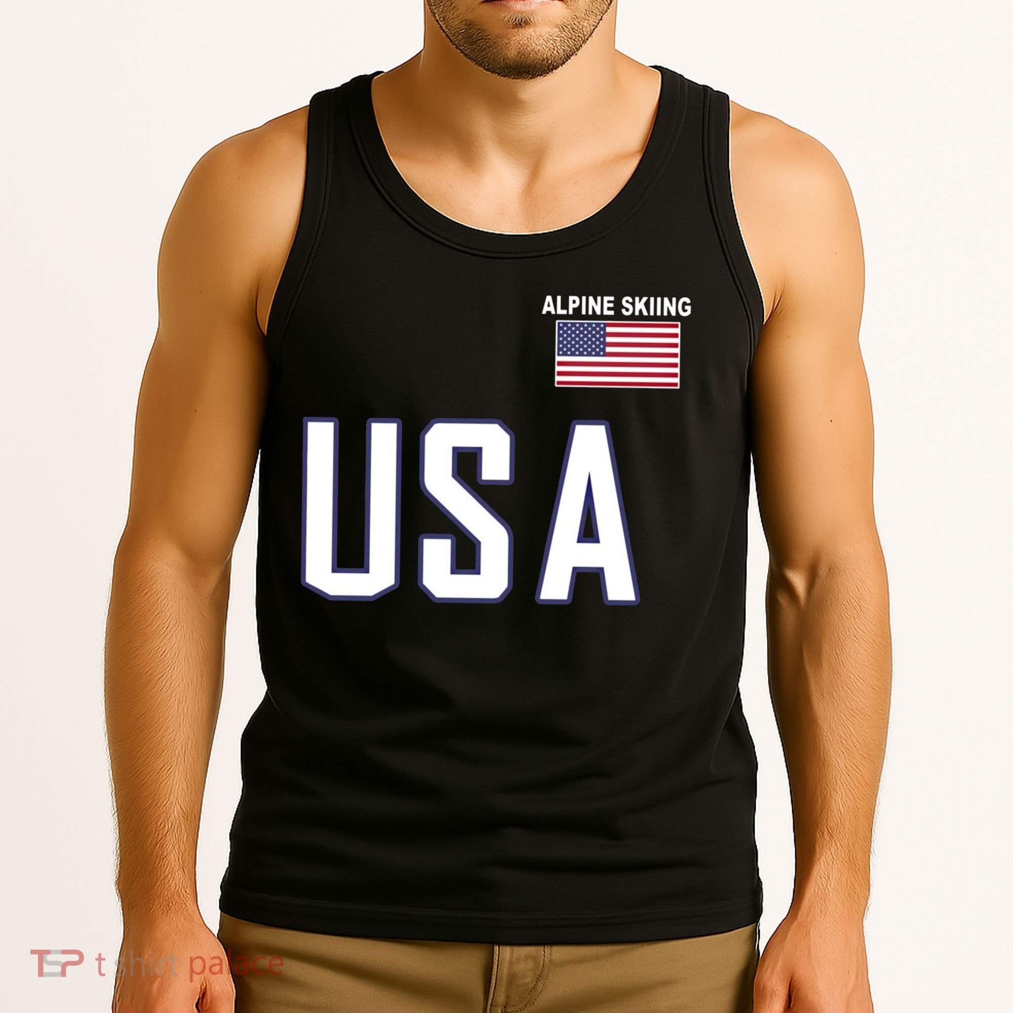 Usa Flag Alpine Skiing Pocket Nordic Ski Jersey Tank Top