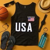 Usa Flag Alpine Skiing Pocket Nordic Ski Jersey Tank Top thumb 4