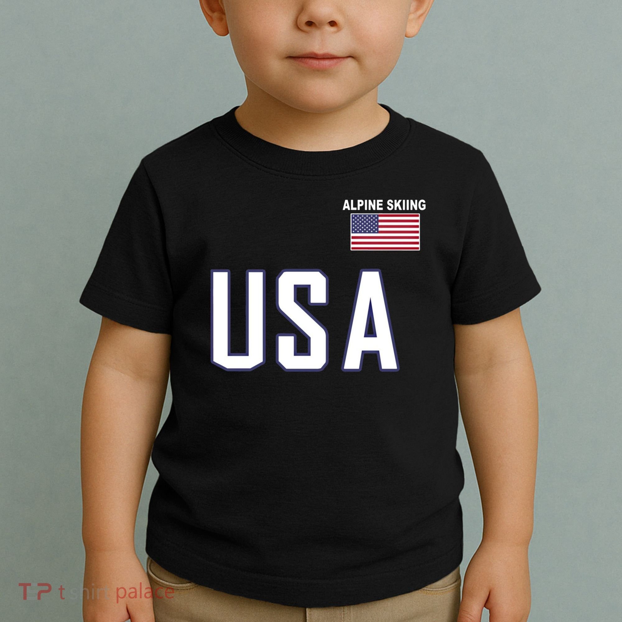 Usa Flag Alpine Skiing Pocket Nordic Ski Jersey Toddler T-Shirt
