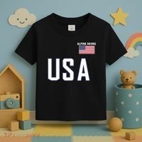 Usa Flag Alpine Skiing Pocket Nordic Ski Jersey Toddler T-Shirt thumb 3