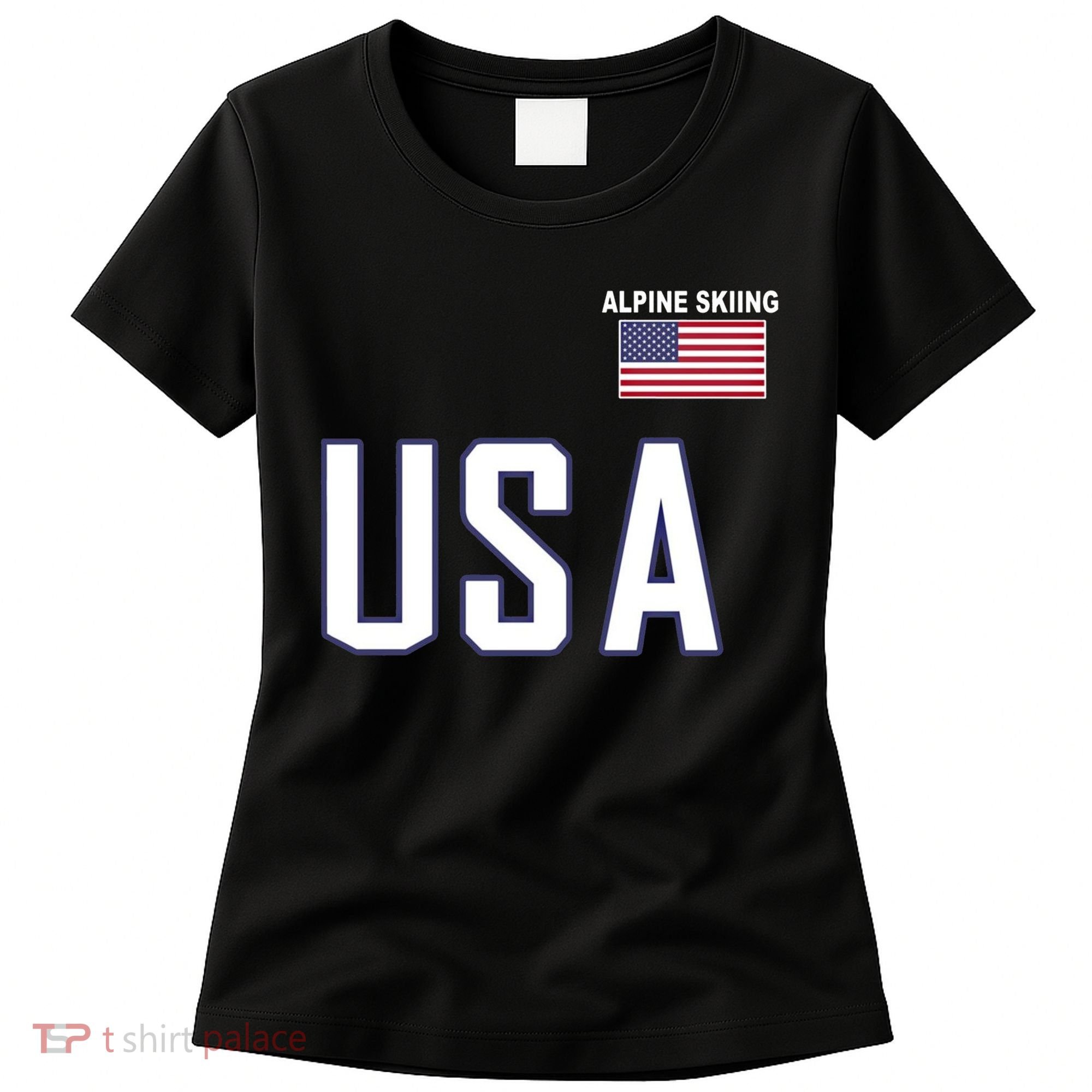 Usa Flag Alpine Skiing Pocket Nordic Ski Jersey Women's T-Shirt