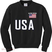 Usa Flag Alpine Skiing Pocket Nordic Ski Jersey Kids Sweatshirt thumb 0