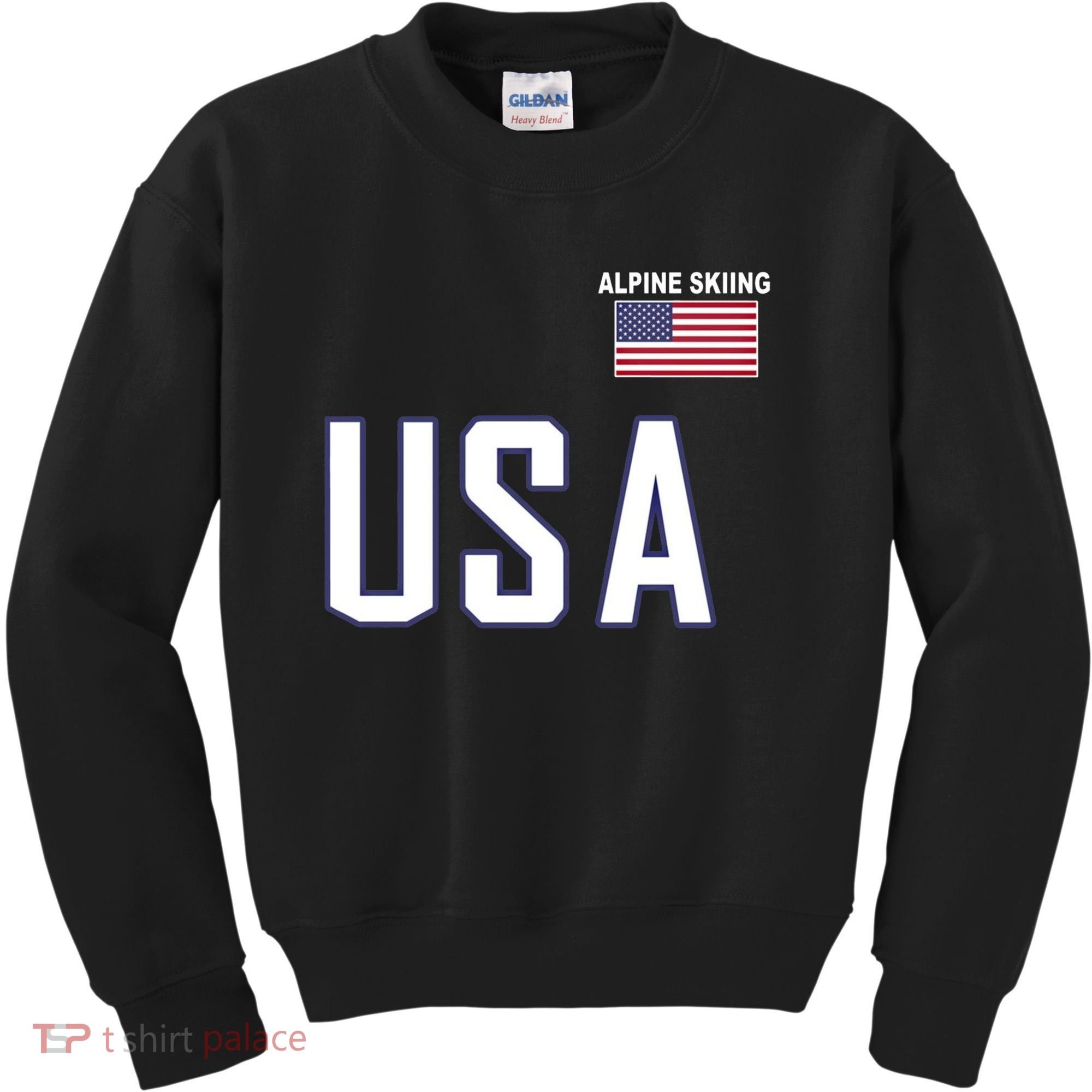 Usa Flag Alpine Skiing Pocket Nordic Ski Jersey Kids Sweatshirt