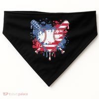 USA Flag Baseball Ice Cream Drip Baseball Home Plate Drip USA-Made Doggie Bandana thumb 0