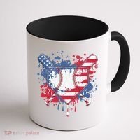 USA Flag Baseball Ice Cream Drip Baseball Home Plate Drip Coffee Mug thumb 1