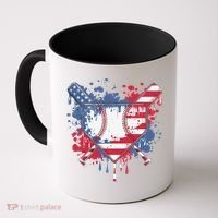USA Flag Baseball Ice Cream Drip Baseball Home Plate Drip Coffee Mug thumb 0