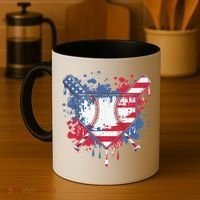 USA Flag Baseball Ice Cream Drip Baseball Home Plate Drip Coffee Mug thumb 4