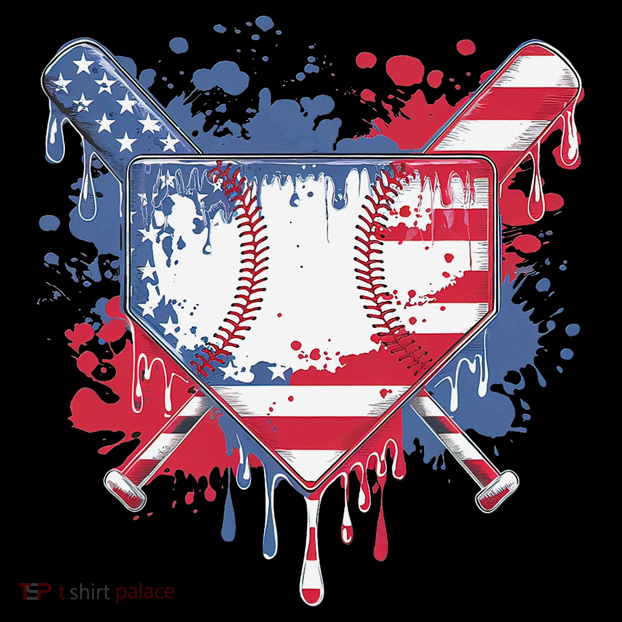 USA Flag Baseball Ice Cream Drip Baseball Home Plate Drip Coffee Mug