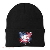 USA Flag Baseball Ice Cream Drip Baseball Home Plate Drip Beanie thumb 0
