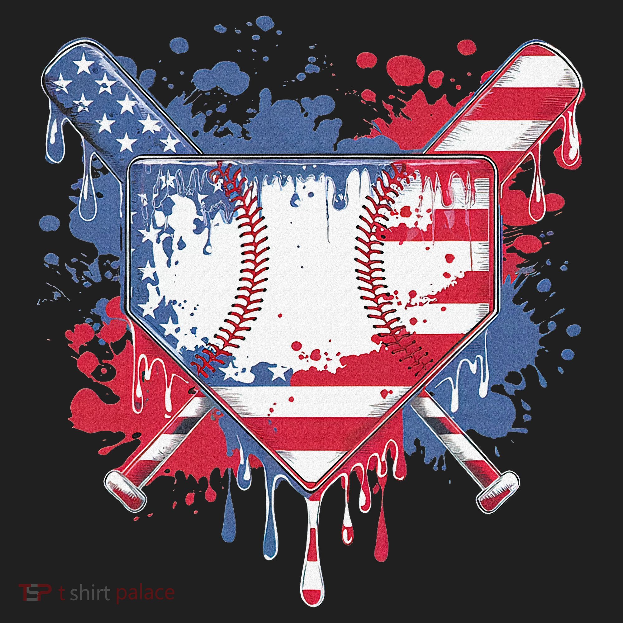 USA Flag Baseball Ice Cream Drip Baseball Home Plate Drip Beanie