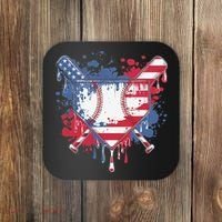 USA Flag Baseball Ice Cream Drip Baseball Home Plate Drip Coaster thumb 0